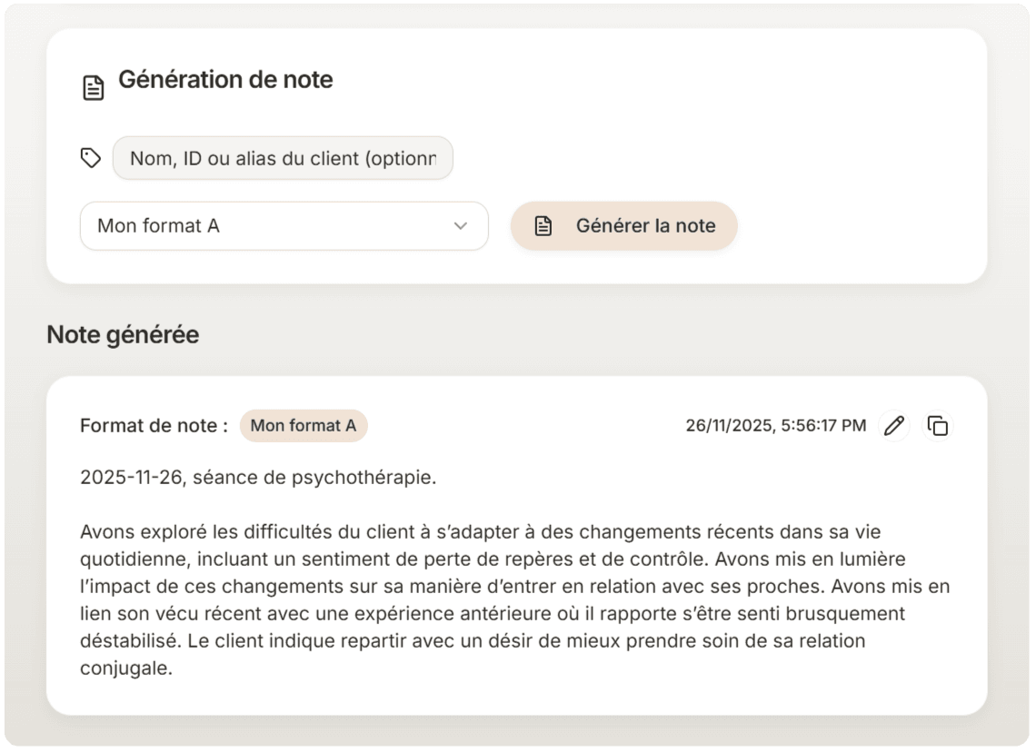 2. Akompa prépare la note avec l'IA